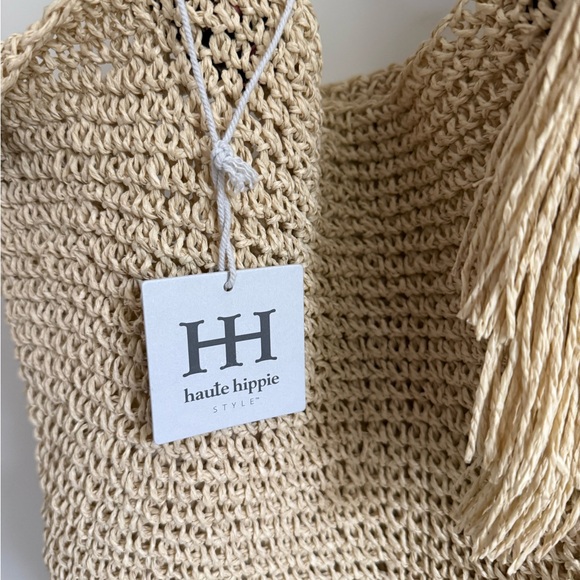 NWT - Haute Hippie straw raffia Woven Tote Bag - Picture 2 of 4
